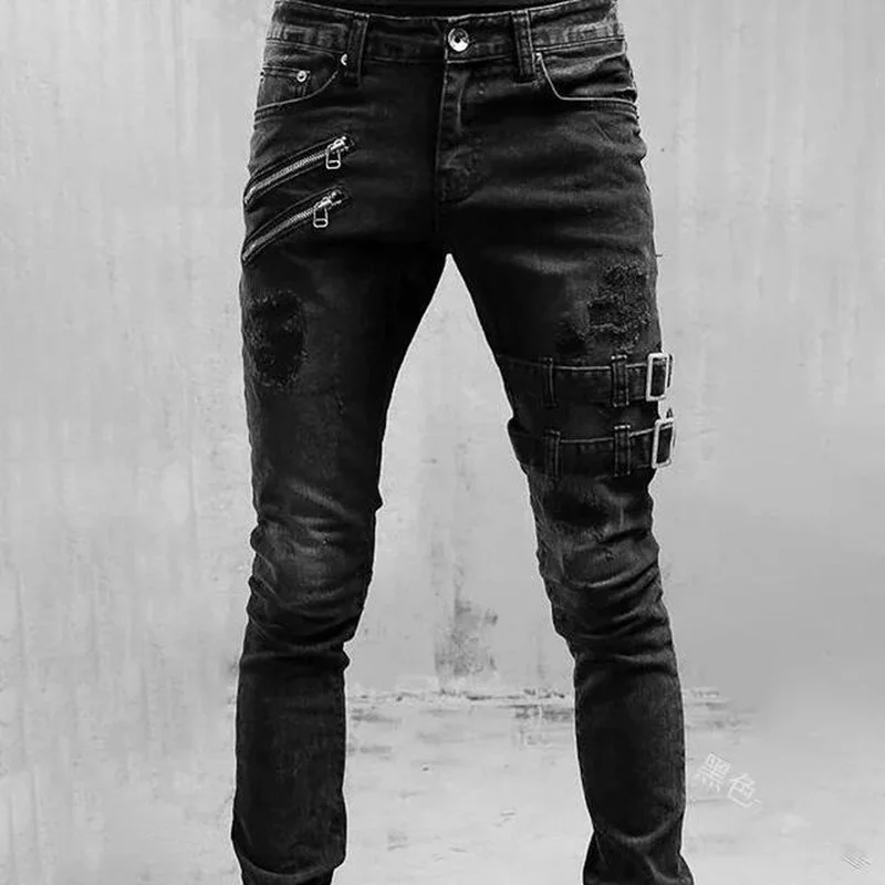 Spring Summer Boyfriend Jeans Streetwear Fashion Tight Jeans Straight Men's Mid Waist Men Designer Jeans for Men