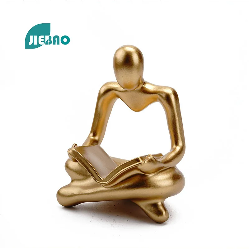 

The Little Man Is Reading A Book Resin Statue Nordic Abstract Ornaments For Figurines Interior Sculpture Room Home Decor