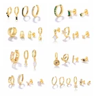 Набор серег CANNER золотого цвета Модные Цветные циркониевые круглые серьги для пирсинга серьги-обручи висячие серьги-подвески для женщин ювелирные изделия подарки