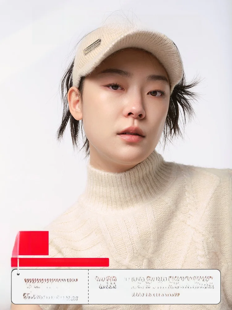 Nothingbut New Metal Badge Knitted Air Top Sleeve Cap Fashion Trendy Hat for Women