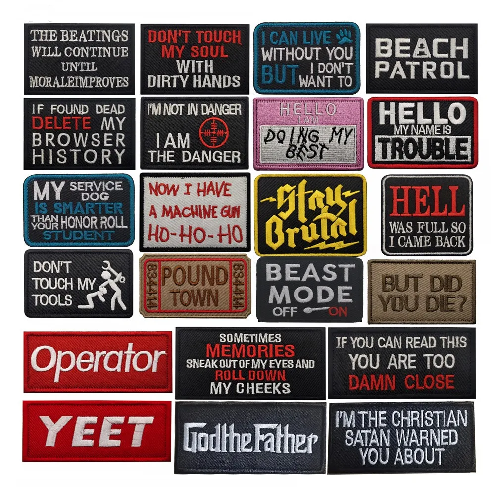

Letter Embroidery Patch Personalized Fun English Hook-and-loop Cloth Sticker Morale Badge Outdoor Clothing Bag Decoration Patch