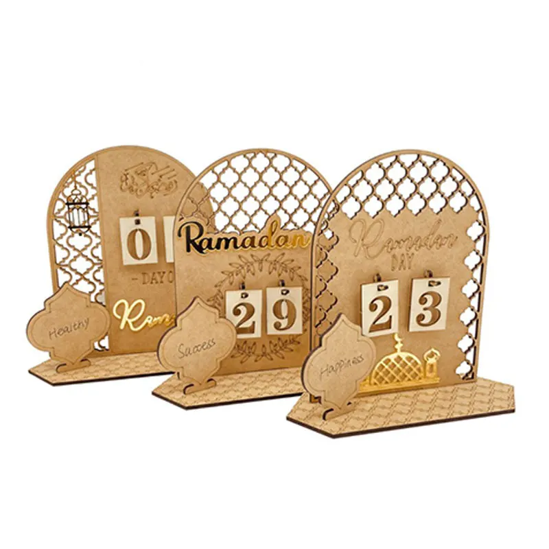 

Календарь с обратным отсчетом для Рамадана, украшение «сделай сам» ИД Мубарак, деревянный календарь Рамадан