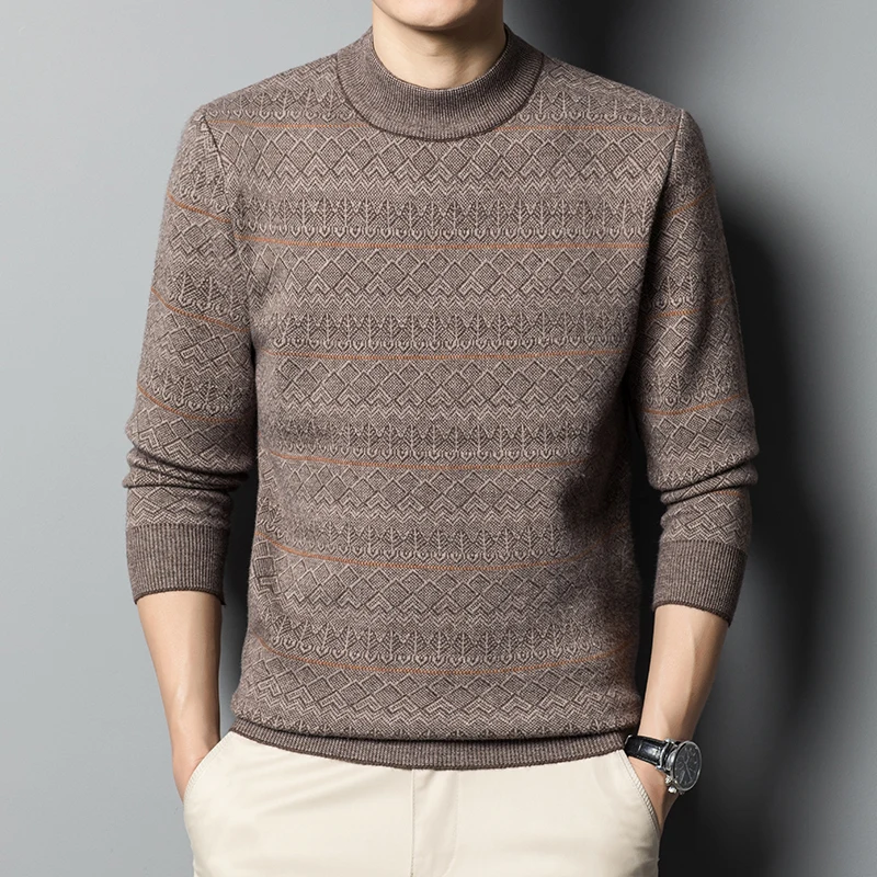 

Высококачественный роскошный Новинка 2022 мужской вязаный пуловер осень круглый вырез приталенный тренд Европейский Теплый свитер Мужская ...