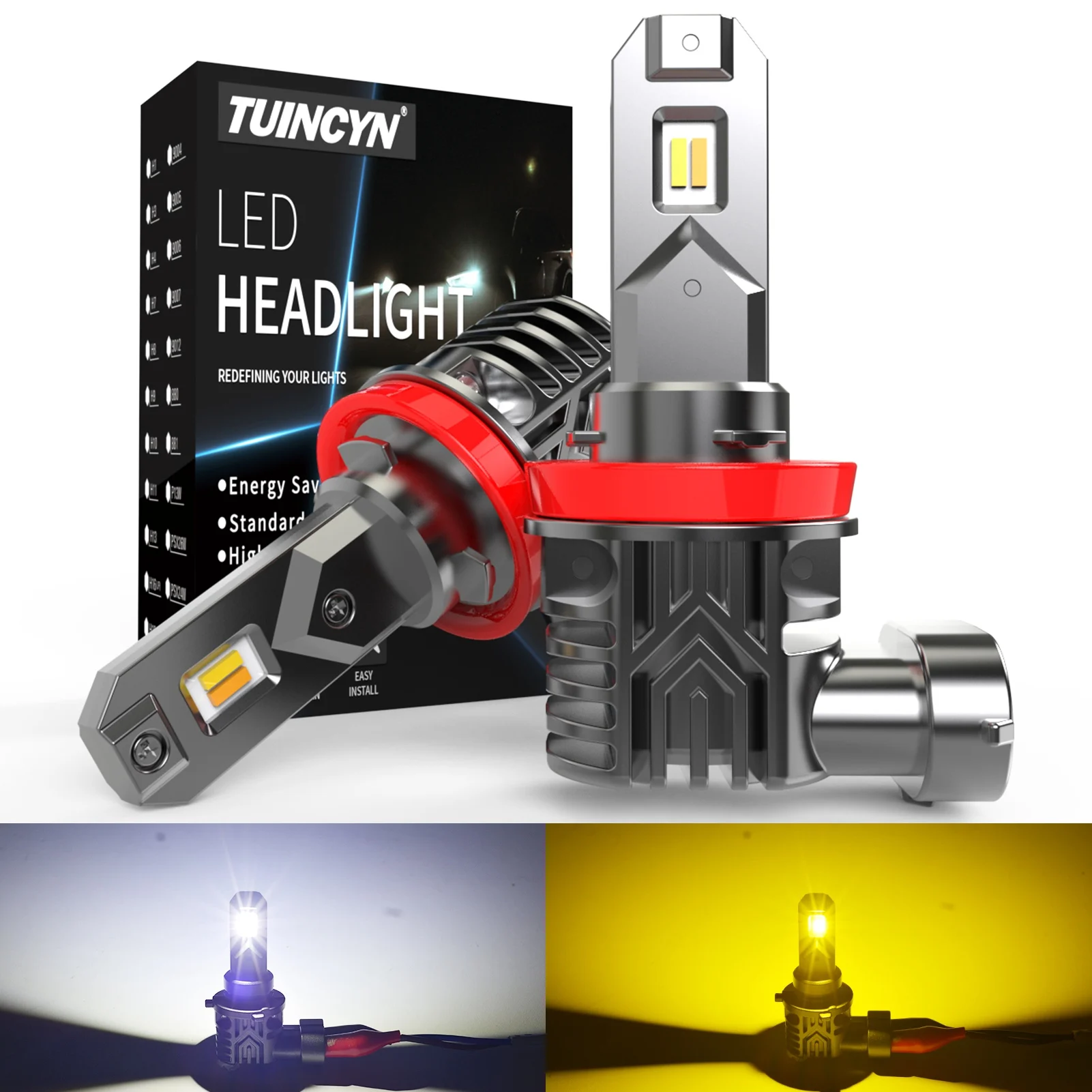 

2pcs H8 H11 H16 H9 Led Car Fog Lights Wireless Canbus 6000K White 3000K Golden Switchable Dual Color 9005 9006 Switchback LED