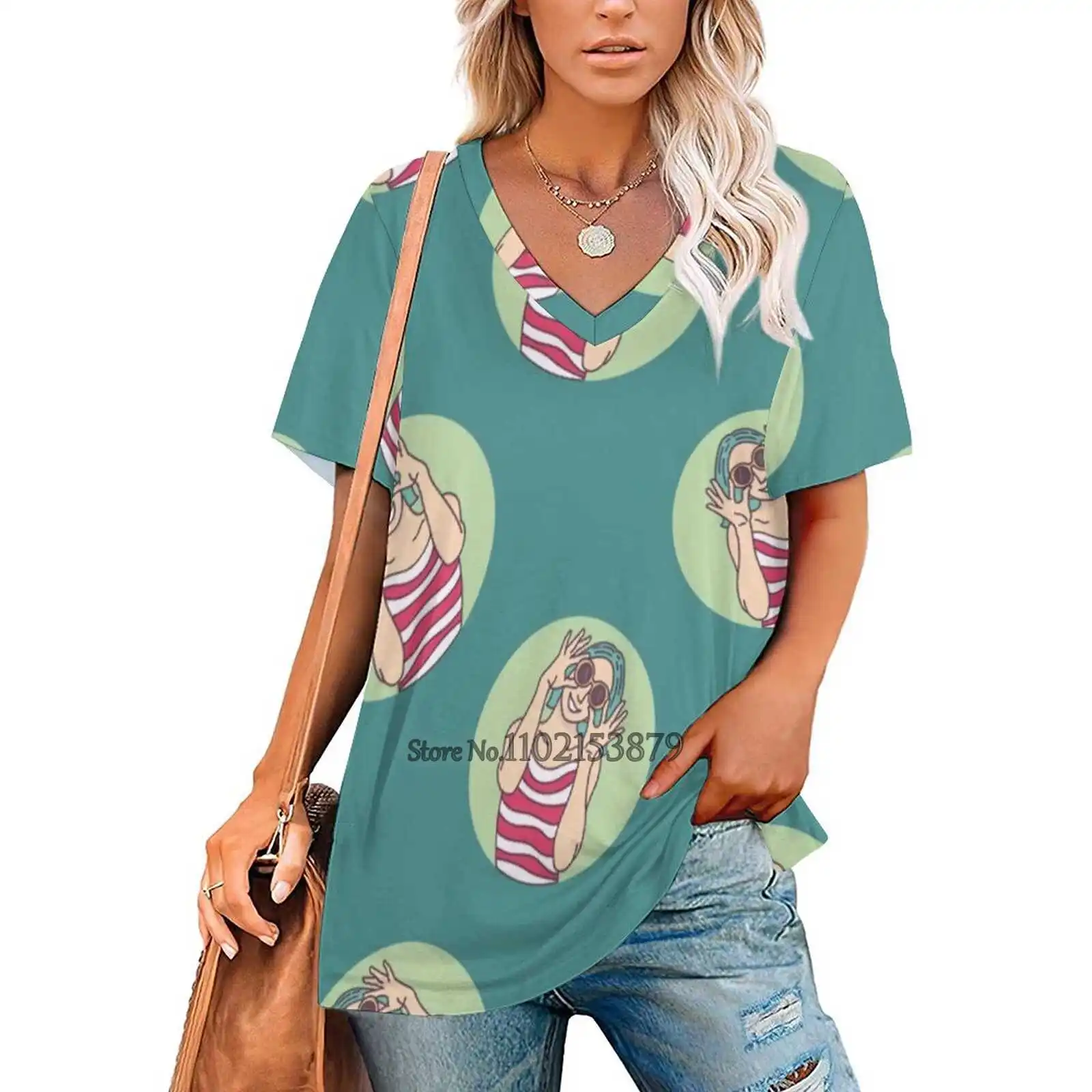 Frisky Clara Женская одежда Топы с v-образным вырезом Футболка на молнии повседневная