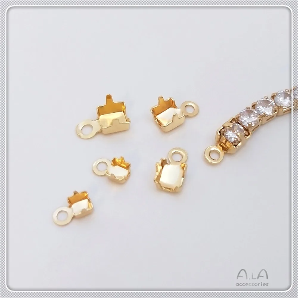 

14K gold clad zirconia claw chain buckle diamond chain clip buckle DIY handmade jewelry closing connection accessories