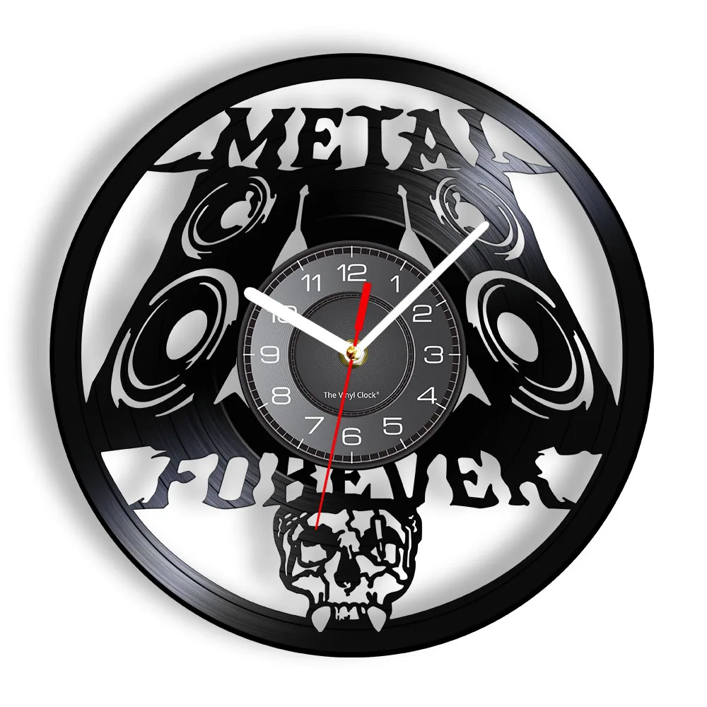 Heavy Metal Music Wall Sign Rock n Roll Music Studio Wall Decor Rock Band Wall Clock Metal Music Vintage Vinyl Record Wall Clock