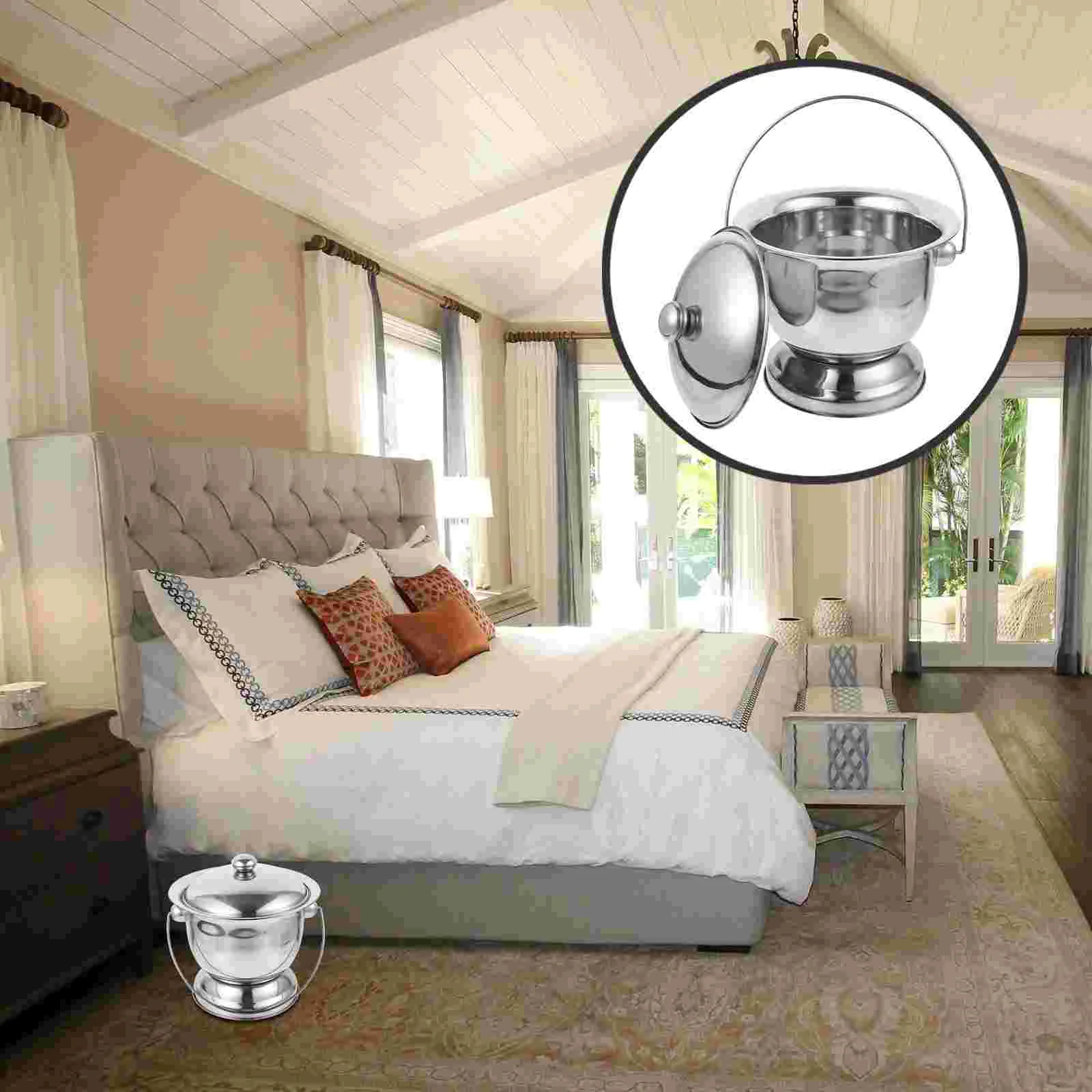 

Urine Bottle Stainless Steel Bucket Elderly Pot Old Style Chamber Lid Portable Toilet Metal Spittoon Urinal Household Child