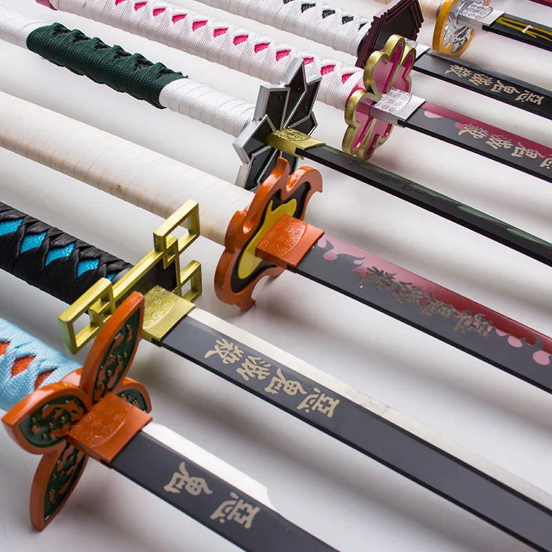 

104CM 1:1 Demon Slayer Katana Sword Arms Sunwheel Knife Tanjirou Bamboo Anime Weapon Model Ninja Kids Toys Cosplay Prop Boy Gift