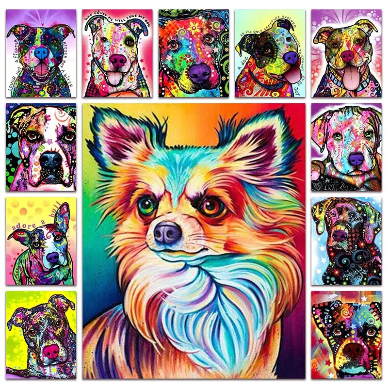 

New 5D Diamond embroidery mosaic Animal dog Full Diamond painting picture color puppy bulldog teddy cross stitch Home decor X002