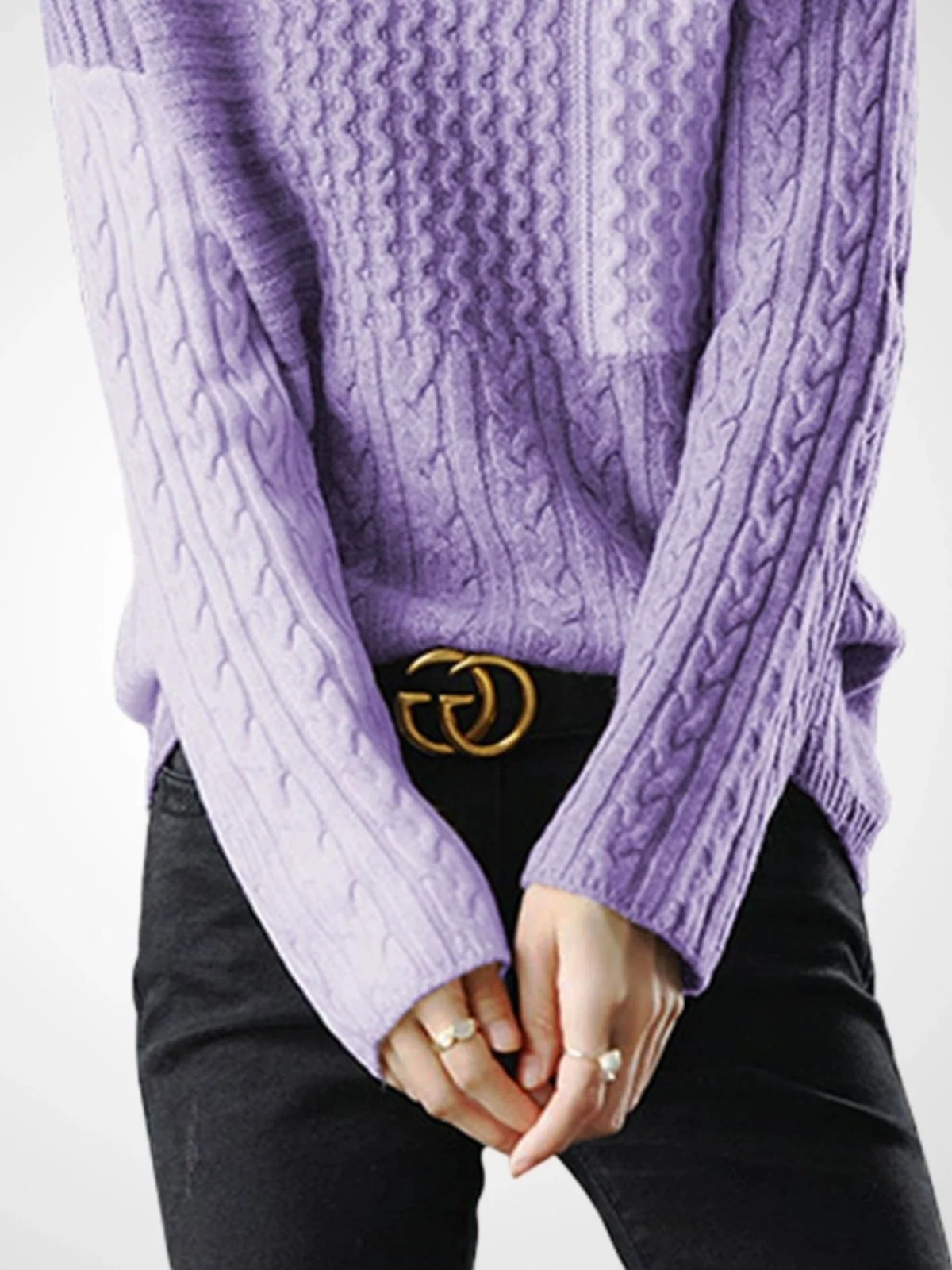 Модный ретро фиолетовый водолазка с поворотным пуловером женский свитер 2024