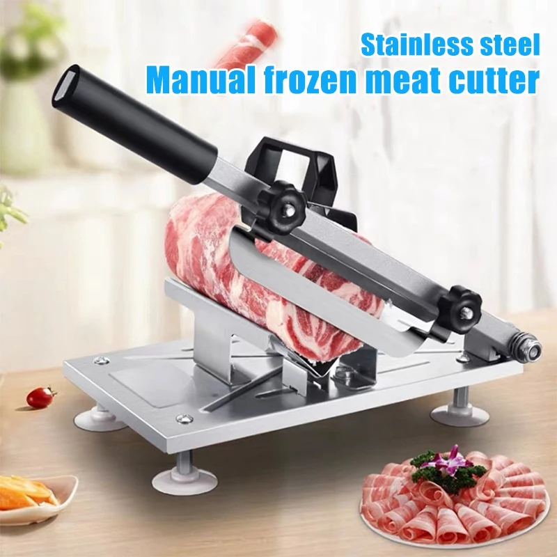 Manual Freeze Meat Slicer Machine For Lamb Beef Fish Chicken Fruit Roll Hard Vegetables Cutter Stainless Steel Food Processor