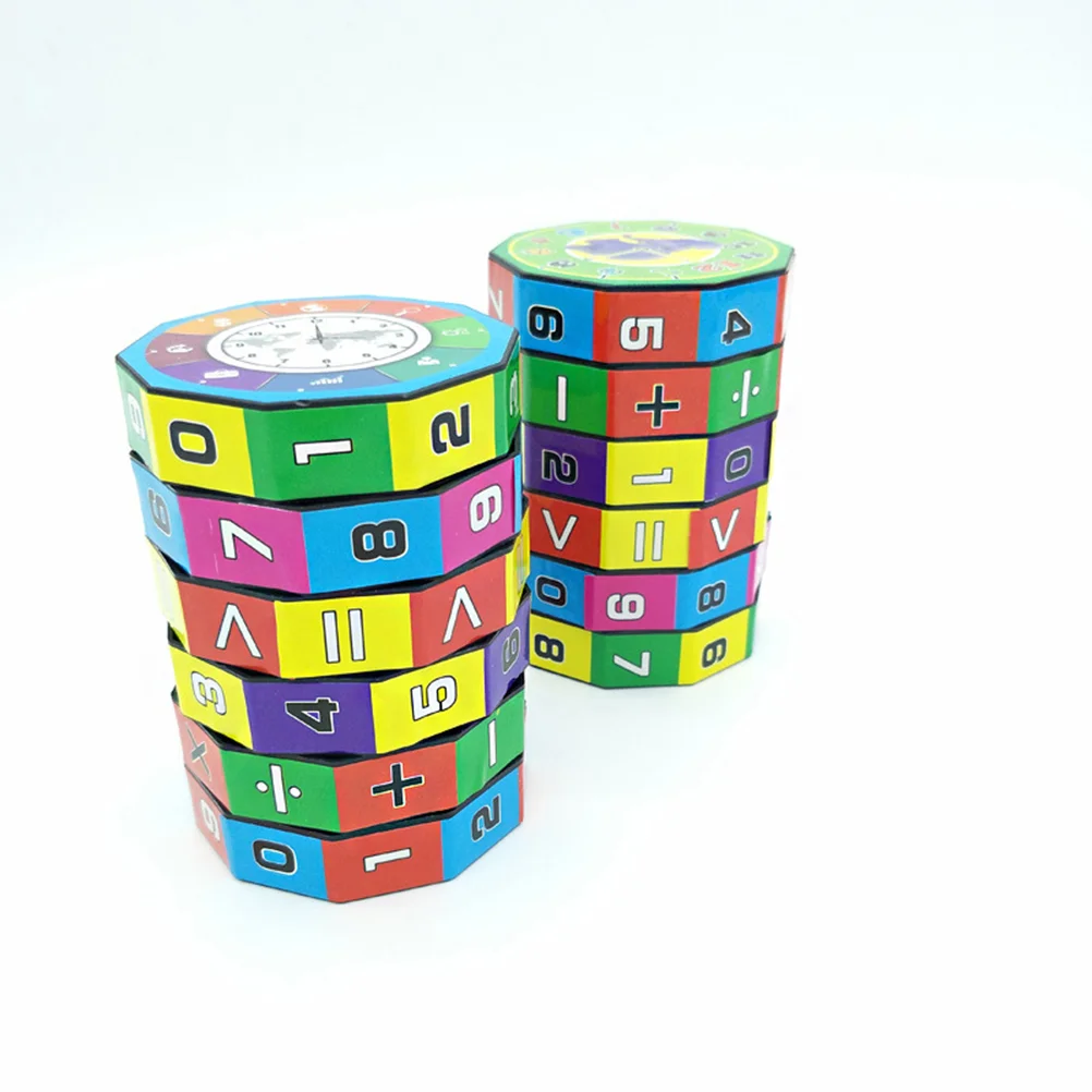

6pcs Arithmetic Cylindrical Plastic Cubes Digital Cognition Kid Teaching Aids Math Educational Learning Toys (Colorful)