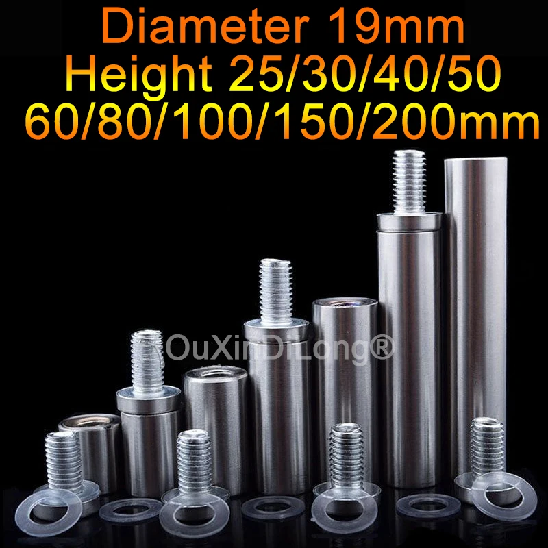 

200PCS Diameter 19mm Stainless Steel Stand Off Advertisement Fixings Screws Hollow Standoffs Sign Acrylic Billboard Nut GF1064