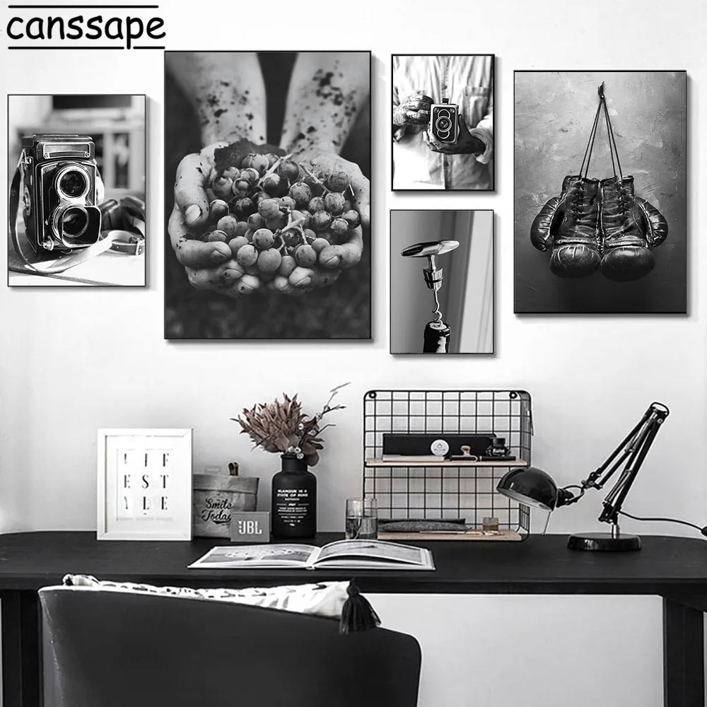 Черно-белые Плакаты для гостиной постер с камерой художественная живопись