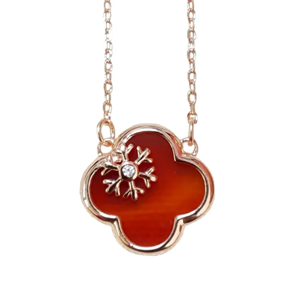 Ожерелье из стерлингового серебра для девочек кулон в виде четырехлистного