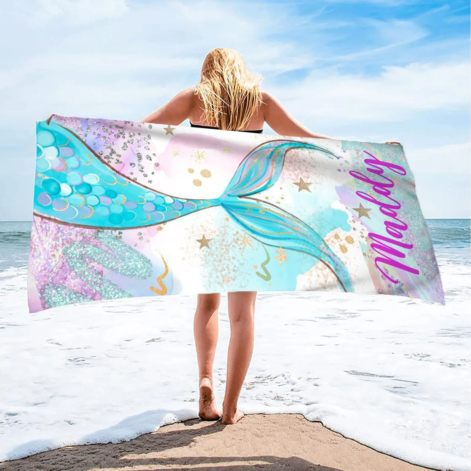 

Microfiber Beach Towel ULTRA LIGHT Bohemian African Blue Stripe Kitchen Towels Pink Towel Sets for Bathroom Seashell Towel Sets