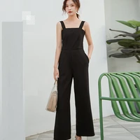 jumpsuits for women 2022 sexy female black polyester wide leg pants fashion high waist summer rompers womens overalls clothes