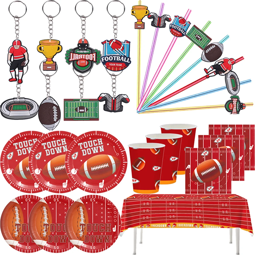 Футбольное украшение для дня рождения футбольные тарелки салфетки скатерть