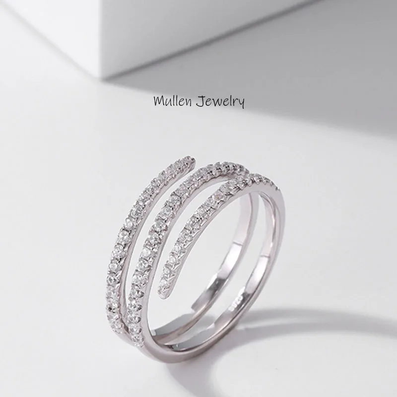 

925 Sterling Silver Multi-Layer Diamond Ring Female Fashion Personality Niche Design High Sense Sparkle Gift Party Wedding