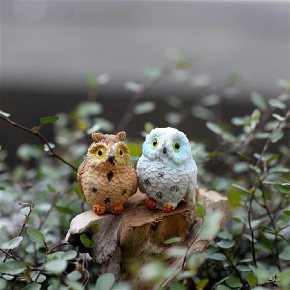 

1/4Pcs Mini Resin Owl Figurines Miniatures Fairy Garden Ornaments Animal Model Bonsai Plant Pots Micro Landscape Home Desk Decor