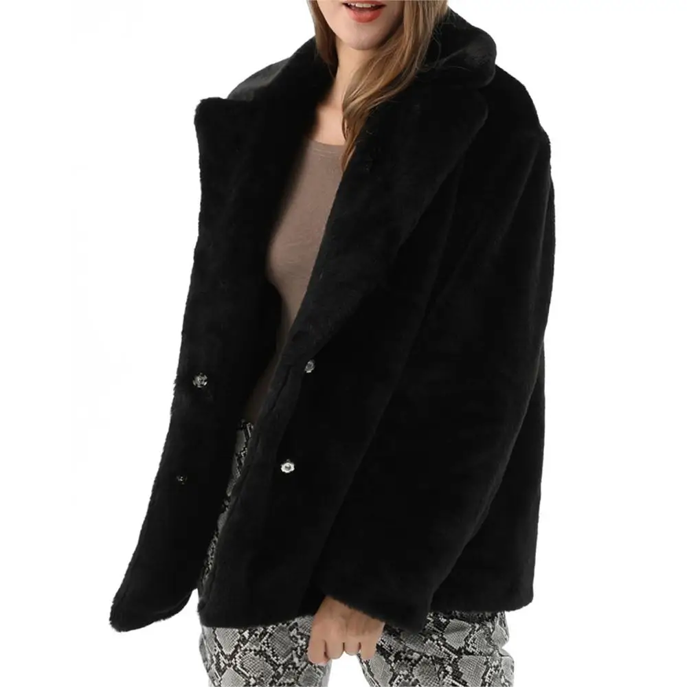 Autumn Winter Warm Women Jacket Coat Real Fur Short Simple Fashion Coats Real Fur Coats Long Sleeve Lapel Pure Color Parka