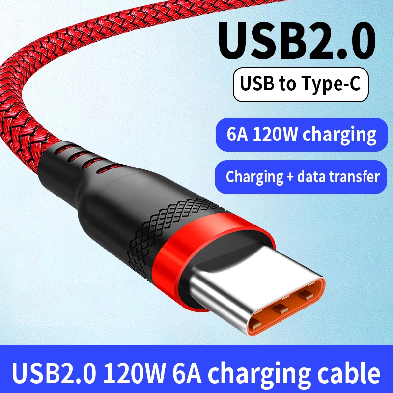 120W 6ausb to type-c кабель для передачи данных для мобильного телефона