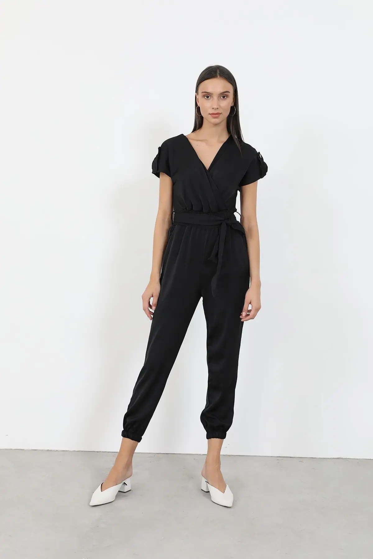 

Женский комбинезон, Черный Модный стильный качественный тканевый комбинезон без рукавов с мешковатыми брюками, повседневный комбинезон