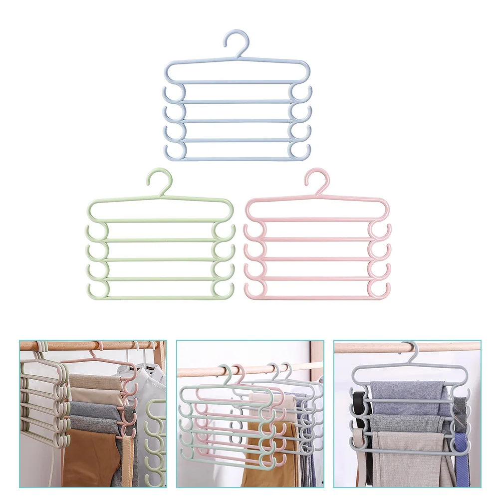 

Hangers Hanger Pants Rack Hanging Clothes Trousers Multi Space Layer Tie Wardrobe Racks Saving Scarfjeans Organizer Saver Closet