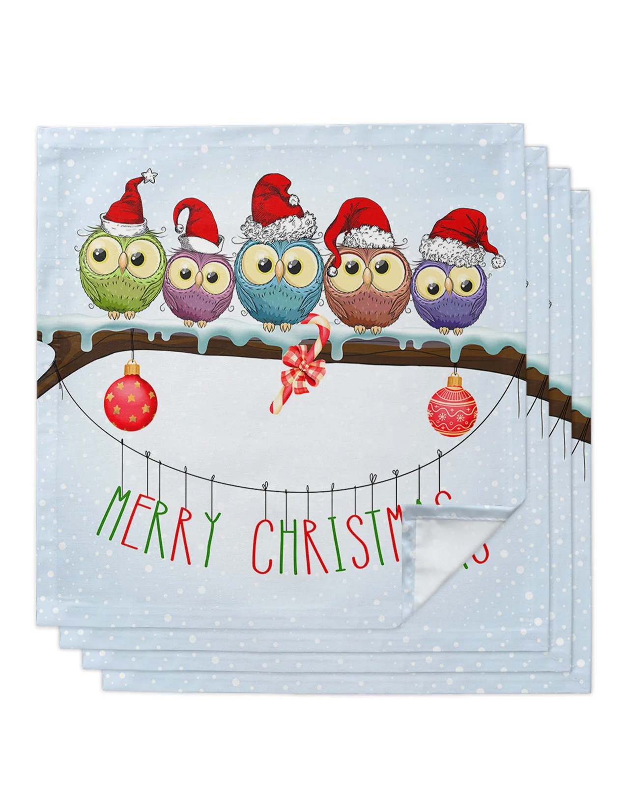

Christmas Hat Trunk Owl Cartoon 4/6/8pcs Cloth Napkin Table Decor Dinner Towel for Kitchen Plates Mat Wedding Party Decoration