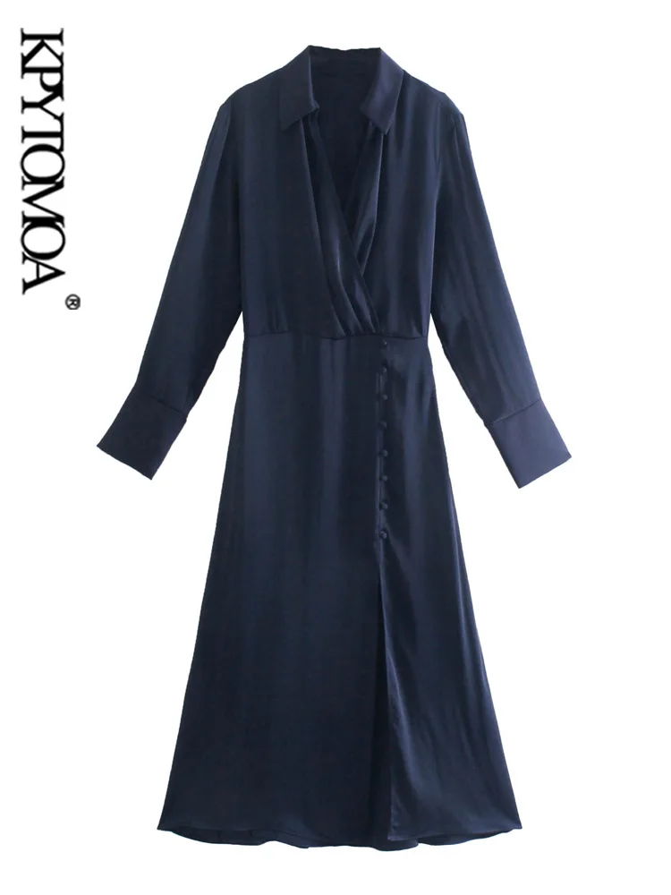 

Платье KPYTOMOA женское атласное средней длины, модное Плиссированное, на пуговицах спереди, с длинным рукавом, с боковой молнией, в винтажном с...