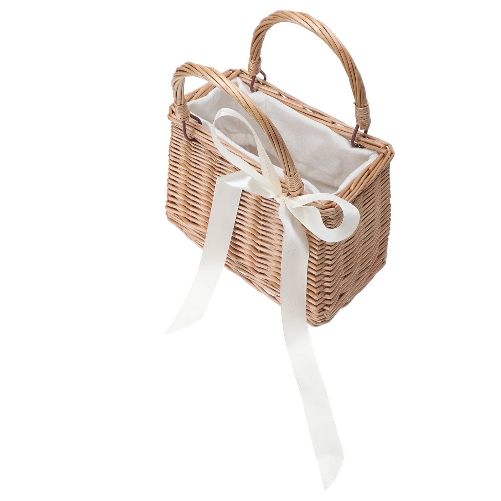 

Basket Handbag Woven Rattan Wicker Purse Baskets Beach Flower Storage Smallseagrass Purses Straw Womenbaground Picnic Snack Girl