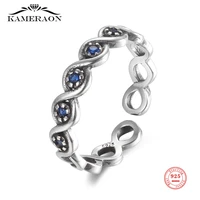 kameraon retro 925 sterling silver lucky eye ring blue crystal cz finger ring for women wedding birthday fine jewelry gifts