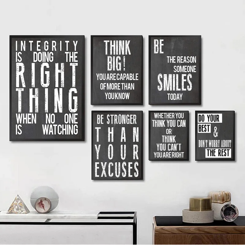 Скандинавская Черно-Белая настенная Картина на холсте постеры вдохновляющие