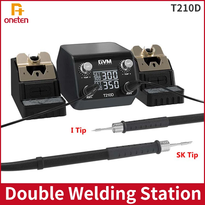 

GVM T210D Intelligent Double Welding Station With T210/T210 Soldering Handle Electric Soldering Iron For Mobile Phone PCB Repair