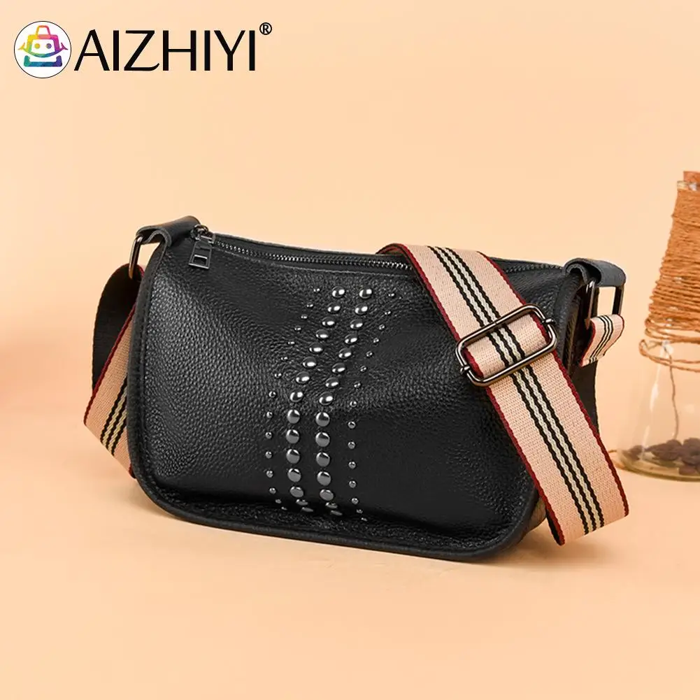 

Маленький женский кошелек, сумка-мессенджер через плечо из коровьей кожи, модная темпераментная сумка через плечо с заклепками, Женский кош...