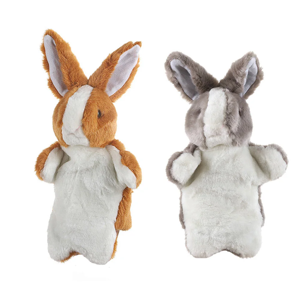 

2 Pcs Plush Rabbit Hand Puppet Themberchaud Puppets Toys Short Child Interactive Educational Plaything