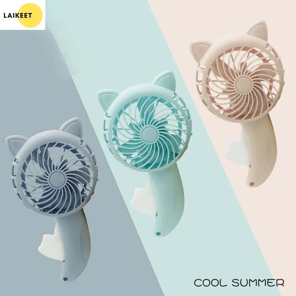 

Summer Cute Cat Fan Cartoon Handheld Fan Hand Pressed Manual Mini Portable Small Hand Cooling Fan for Kids Adult Camping Outdoor