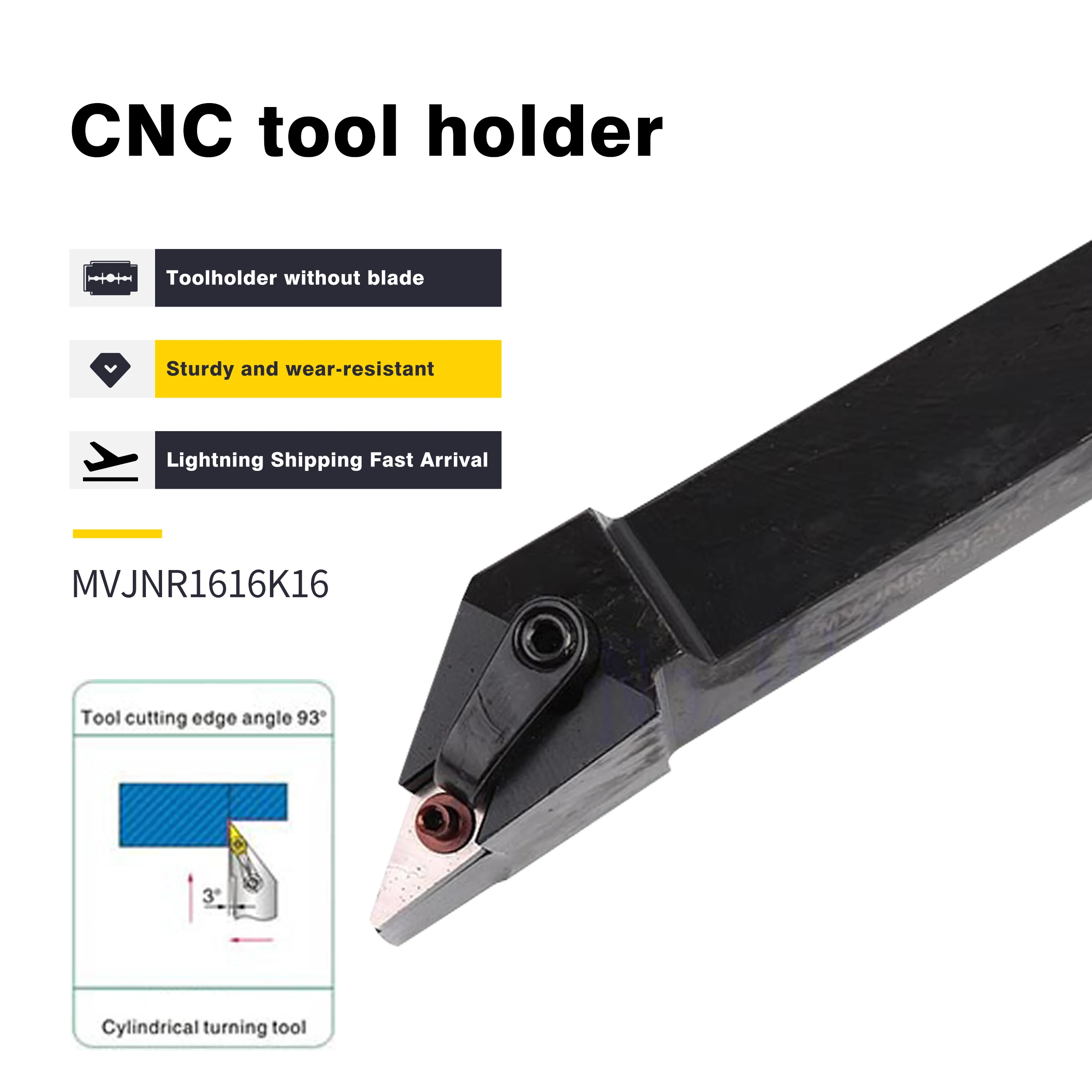 

1pc Turning Arbor MVJNR1616K16 MVJNR2020K16 CNC Lathe Tools Boring Bar MVJNL2020K16 MVJNR2525M16 External Turning Tools Holder