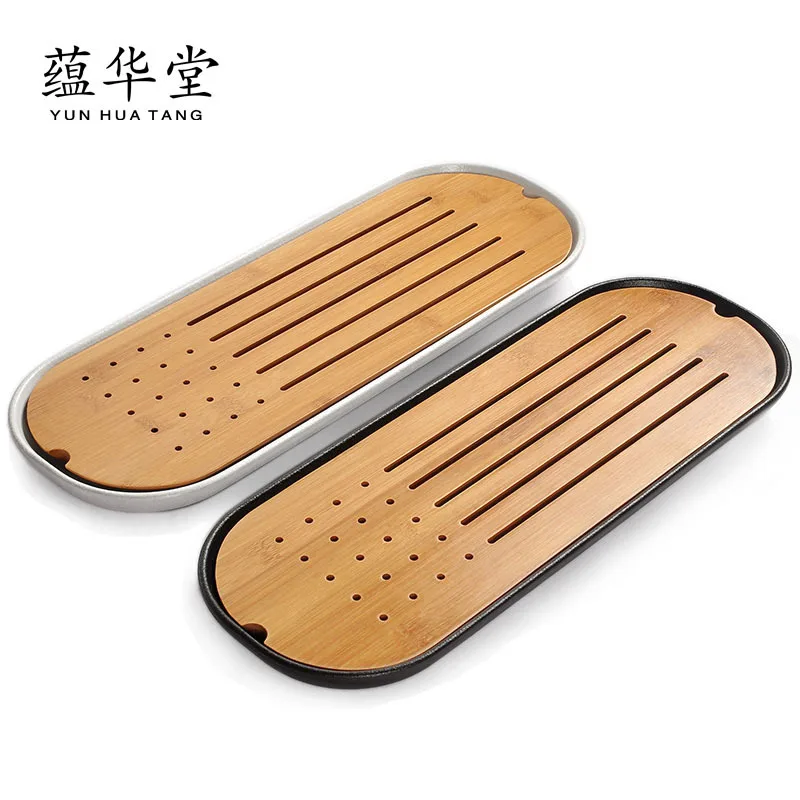 

Керамический черный поднос Mr. Nanshan в стиле Дзен для хранения сухой воды чайный поднос чайный сервиз в японском стиле грубая керамика бамбук ...