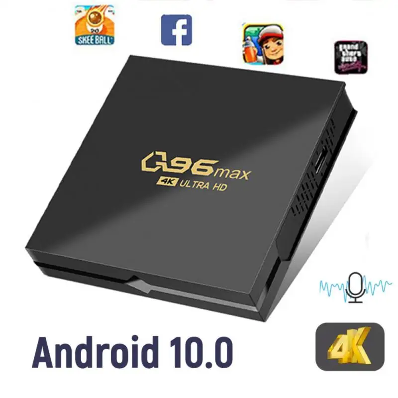 

Q96 Max Android TV Box Android 10 1+8G 4K H.265 Media Player Video 2.4G Wifi Smart TV Box Amlogic S905L Quad Core Set Top Box