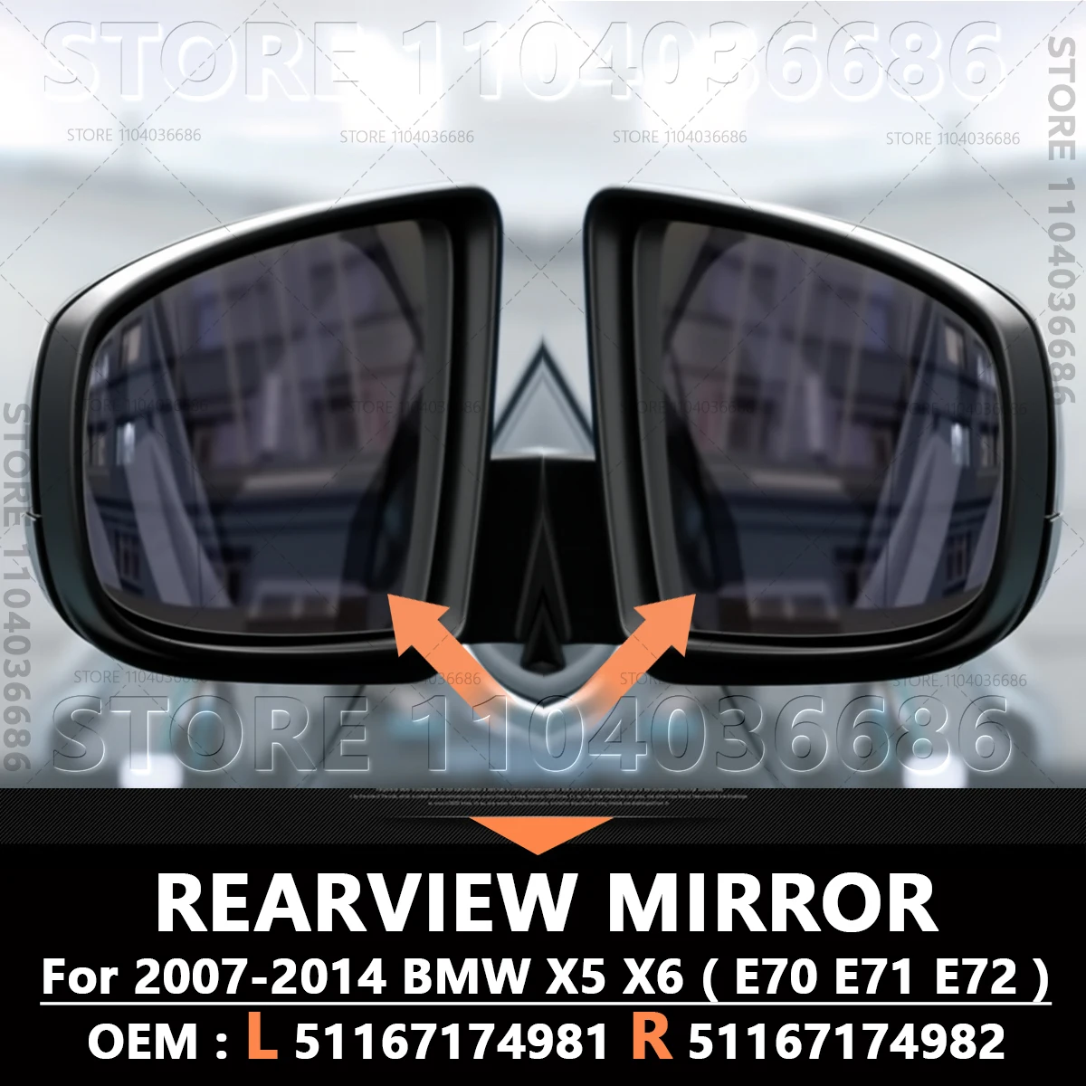 

Для 2007-2014 E70 E71 E72 BMW X5 X6 зеркало заднего вида с подогревом 51167174981 51167174982