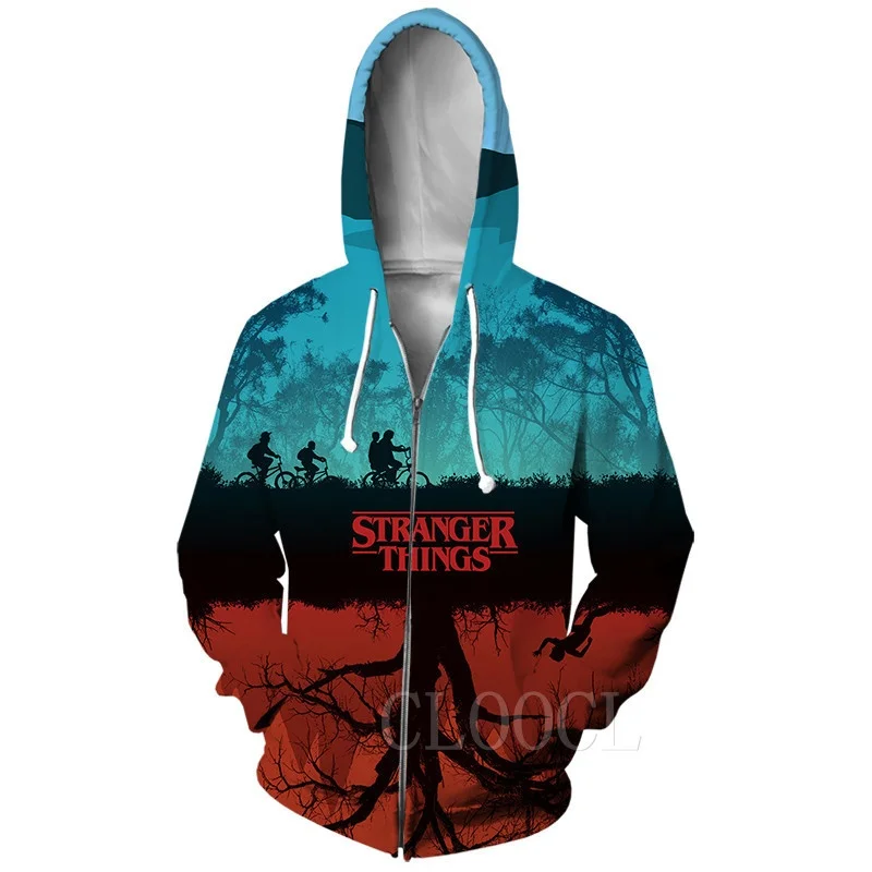 

2022 3D Print Newest Popular TV Series S-Strangers Things Unisex Zipper Hoodie