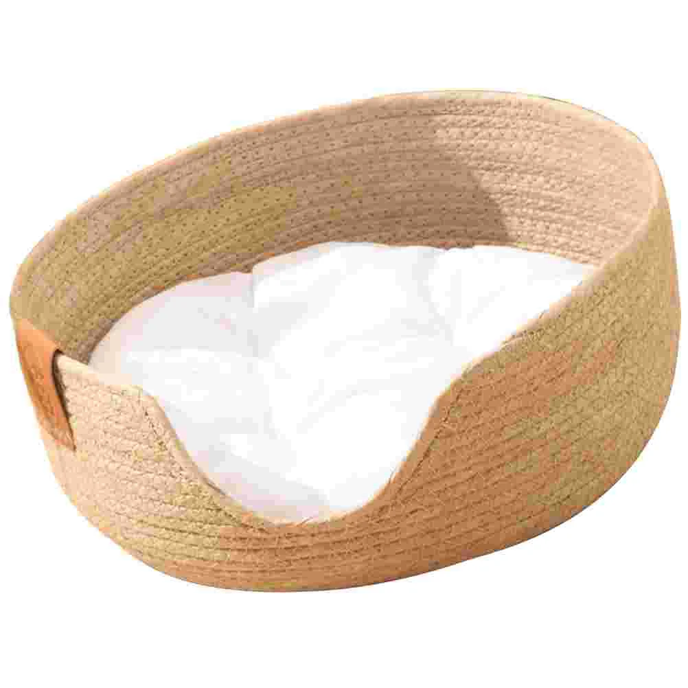 Соломенное гнездо удобные кровати для кошек собак тканый котенок сна с хлопковым