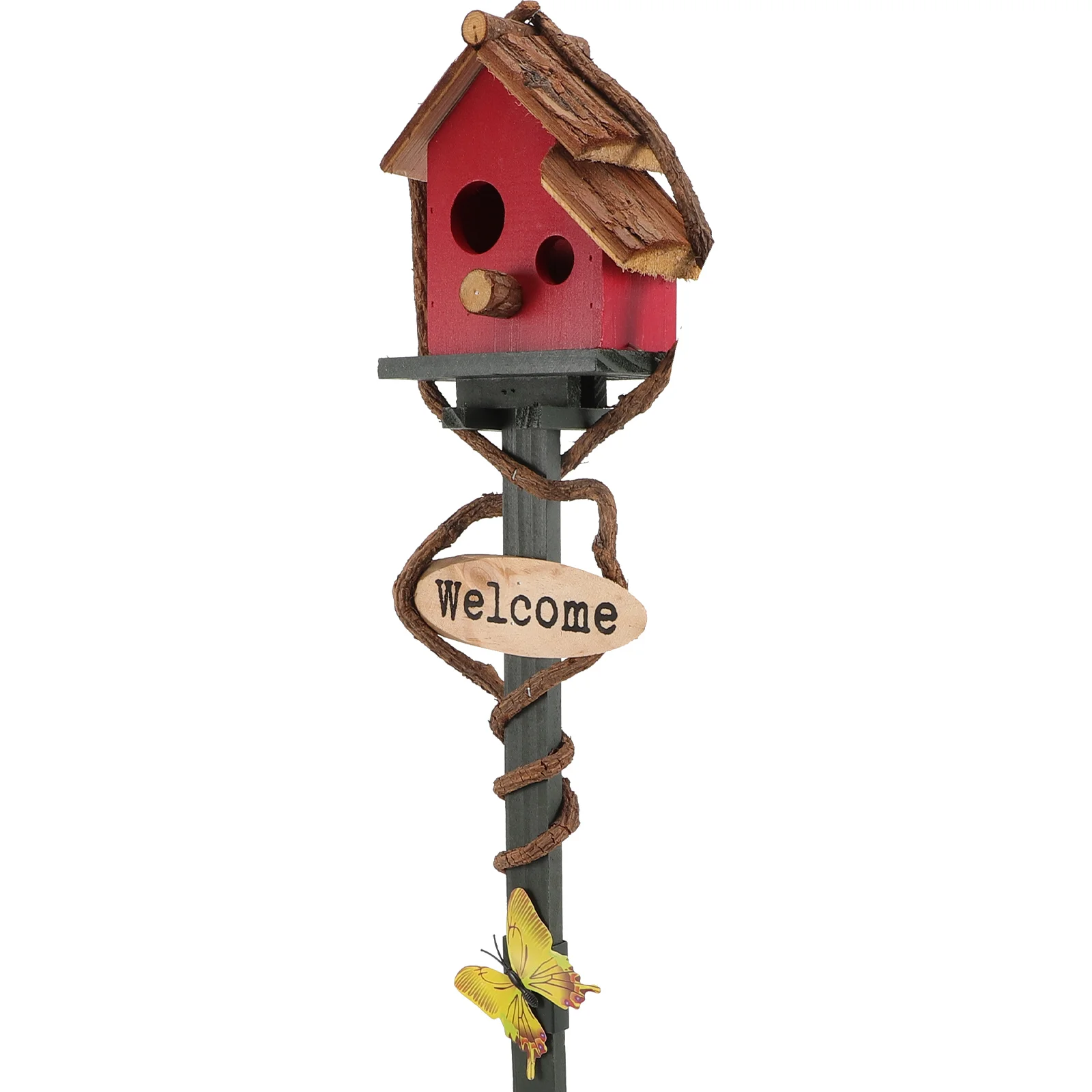 

Bird Garden Stake Housefor Decorative Stakes Wooden Birdhousebirdhouses Houses Decor Sign Welcome Outdooryard Outdoors Vintage