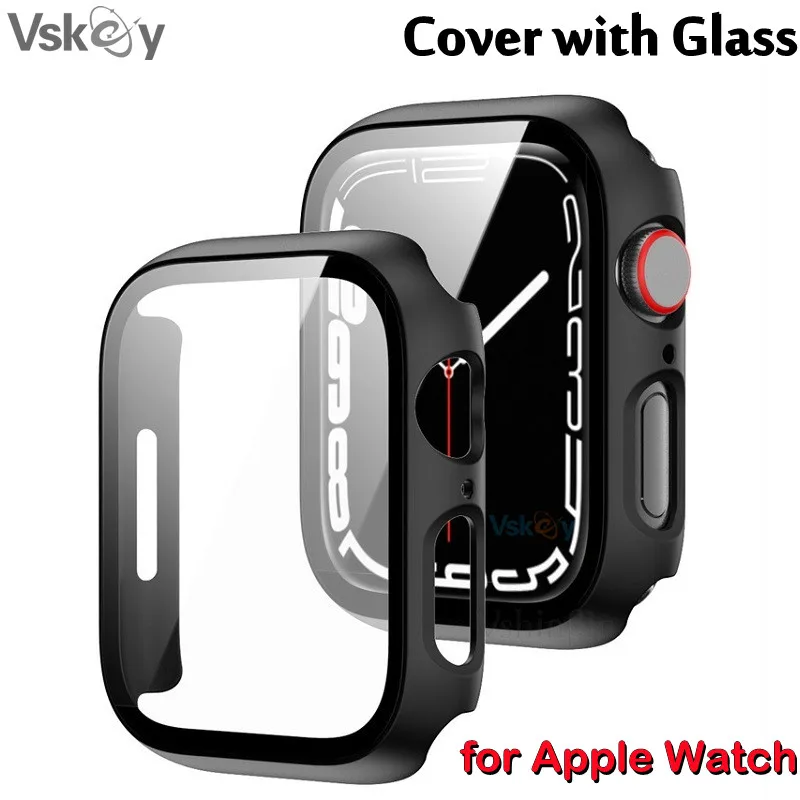 

Матовый поликарбонатный чехол для Apple Watch Series 7 6 5 4 3, защитная пленка для экрана iWatch 41 мм 45 мм 40 мм 44 мм 42 мм 38 мм со стеклянной пленкой, 50 шт.