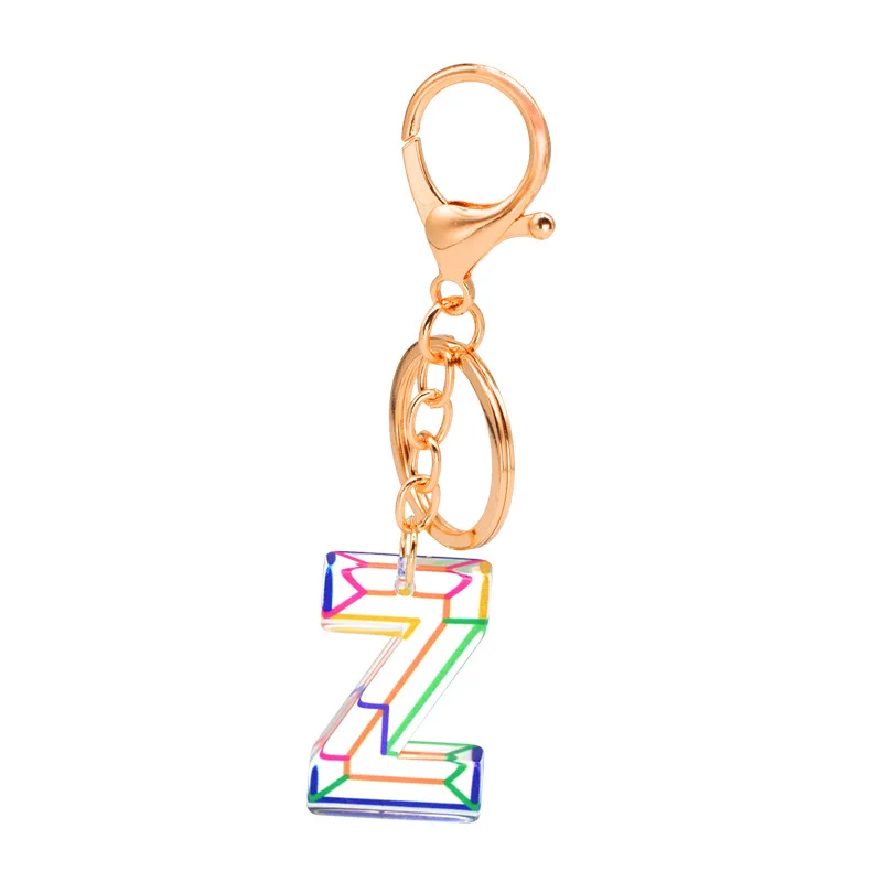 1Pcs Acrylic Letter Pendant Keychains Resin Key Chains Rings Women Cute Car Glitter Keyring Holder Charm Bag Keychains