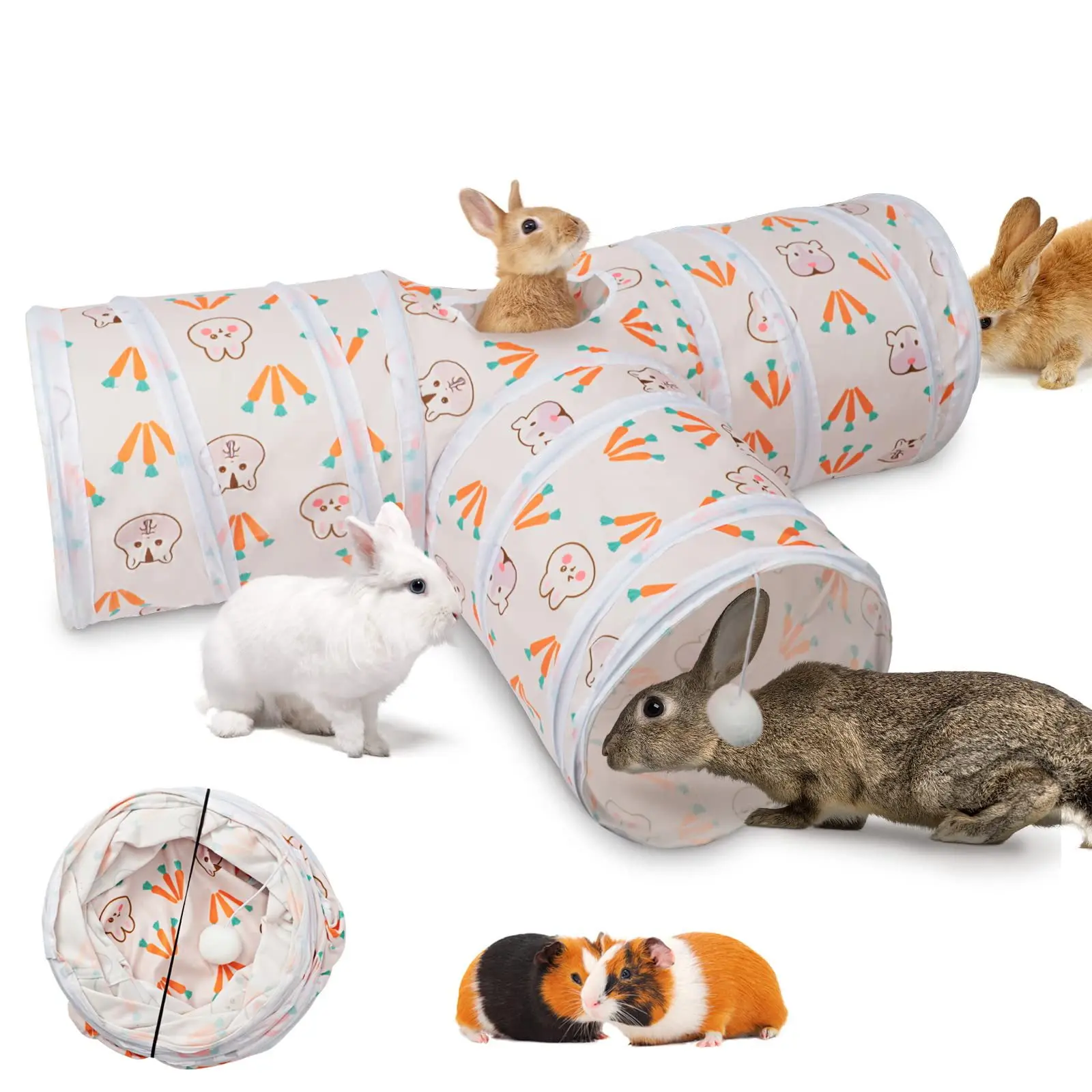 

Small Animal Hideout Pet Pigs Foldable Tunnel T/y-shaped Three/two-channel Bunny For Guinea Supplies Toys Rabbits Tubes Tunnels