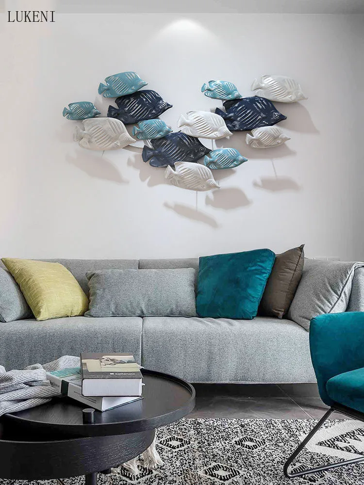 Простая Современная кованая железная рыба настенное украшение домашняя