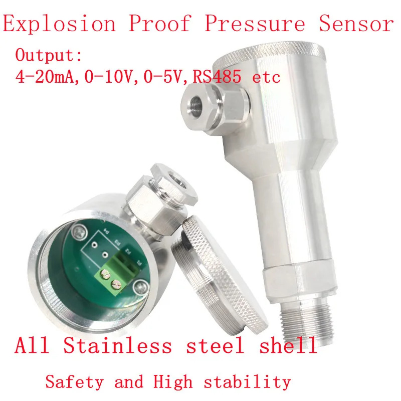 Explosion Proof Smart Pressure Sensor 4-20mA 0-10V Oil Water Fuel Pressure Transmitter0-16bar 200bar 60Mpa  G1/4 M20*1.5